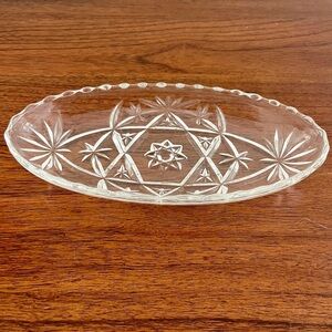 Vintage Anchor Hocking Star of David Clear Glass Relish Dish